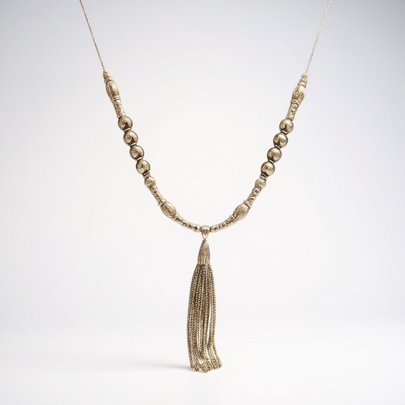 New York & Company Jewelry - Elegant Silver Beaded Tassel Necklace NWT